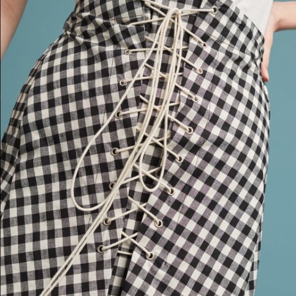 NWT Gingham Lace-up Skirt - Picture 6 of 6